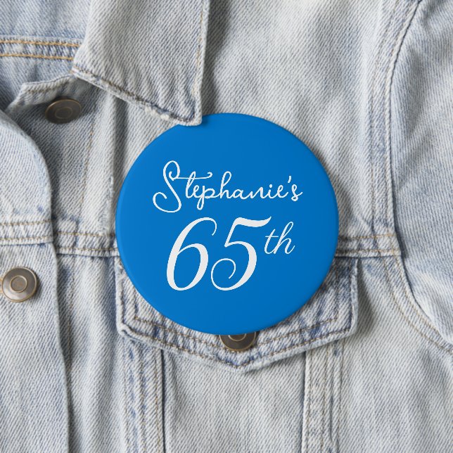 Elegant Blue Monogram 65. Geburtstagsparty Button (Beispiel)
