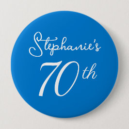 Elegant Blue Monogram 70. Geburtstagsparty Button