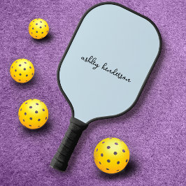 Elegant Blue Monogram Full Name Pickleball Schläger