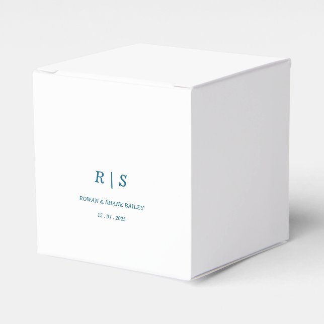 Elegant Blue Monogram Gastgeschenk Hochzeit Box Geschenkschachtel (Vorderseite)