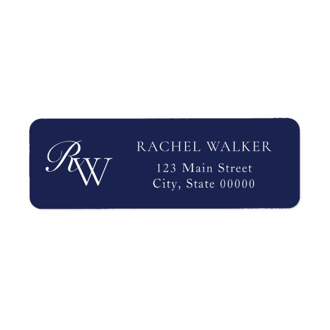 Elegant Blue Monogram Return Address (Vorne)
