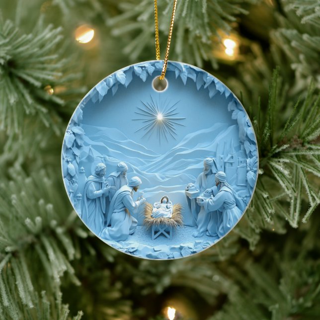 Elegant Blue Nativity Scene Weihnachtsschmuck (Baum)