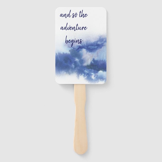 Elegant Blue Ombre Liebe Quote Hochzeit Fächer (Rückseite)