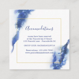 Elegant Blue Ombre Marmor Hochzeitsunterkünfte Begleitkarte