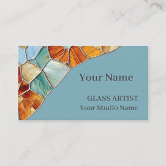Elegant Blue Orange Stained Glass Business Card Visitenkarte