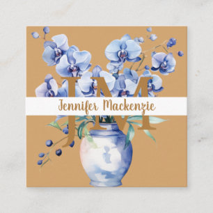 Elegant Blue Orchids Quadratische Visitenkarte