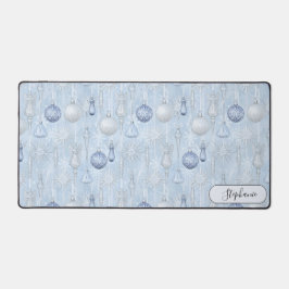 Elegant Blue Ornament Pattern Desk Mat Custom Schreibtischunterlage