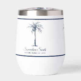 Elegant Blue Palm Tree Personalisiert