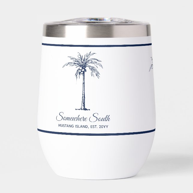 Elegant Blue Palm Tree Personalisiert (Vorderseite)
