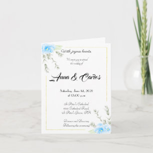 Elégant Blue Pansy fleur mariage Invit Invitation