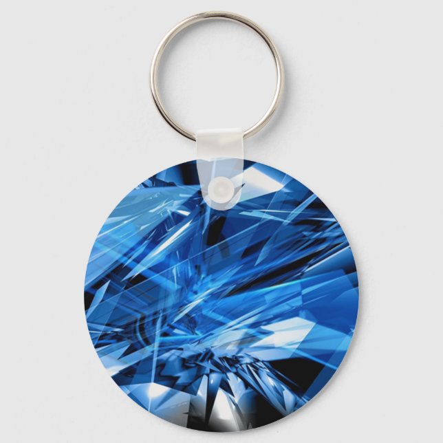 Elegant Blue Pattern Keychain Schlüsselanhänger (Vorderseite)