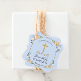Elegant Blue Peach Floral 1. Heilige Kommunion Gef Geschenkanhänger