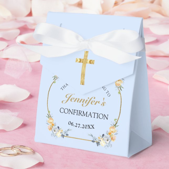 Elegant Blue Peach Floral Bestätigung Vielen Dank Geschenkschachtel (Hochzeit)
