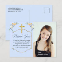 Elegant Blue Peach Floral Confirmation Vielen Dank
