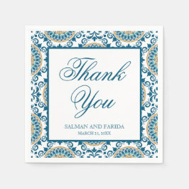 Elegant Blue Persian Mosaic Wedding Serviette