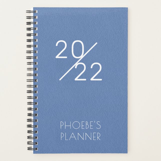 Elegant Blue Personalisiert 2022 Planer (Vorderseite)