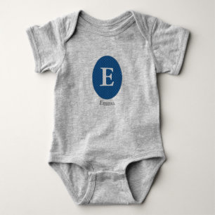 Elegant Blue Personalisiert Monogram Baby Strampler