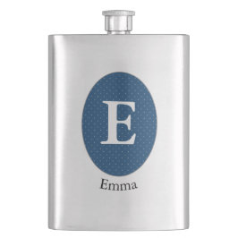 Elegant Blue Personalisiert Monogram Flachmann