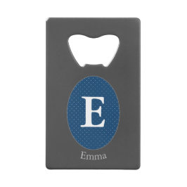 Elegant Blue Personalisiert Monogram Geldbeutel Flaschenöffner