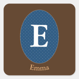 Elegant Blue Personalisiert Monogram Quadratischer Aufkleber