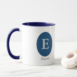 Elegant Blue Personalisiert Monogram Tasse