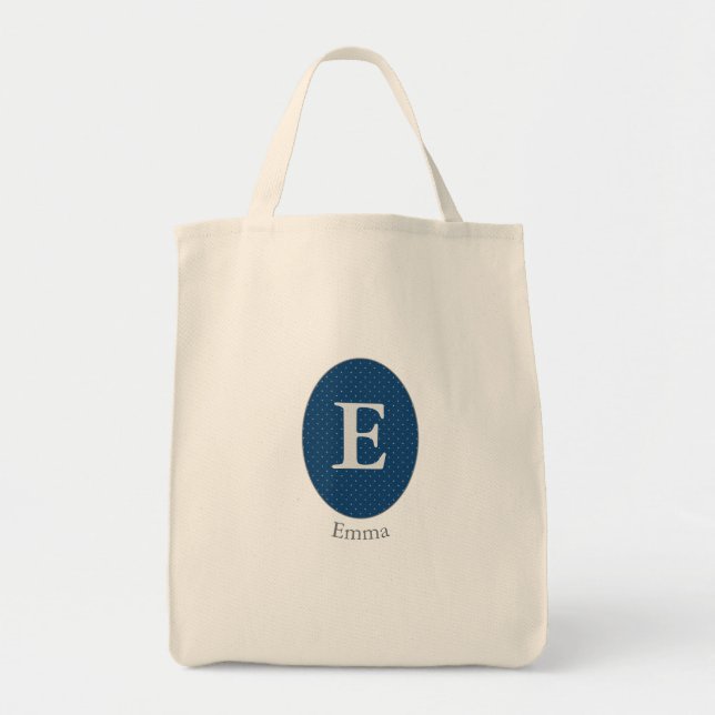 Elegant Blue Personalisiert Monogram Tragetasche (Vorne)