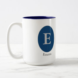 Elegant Blue Personalisiert Monogram Zweifarbige Tasse