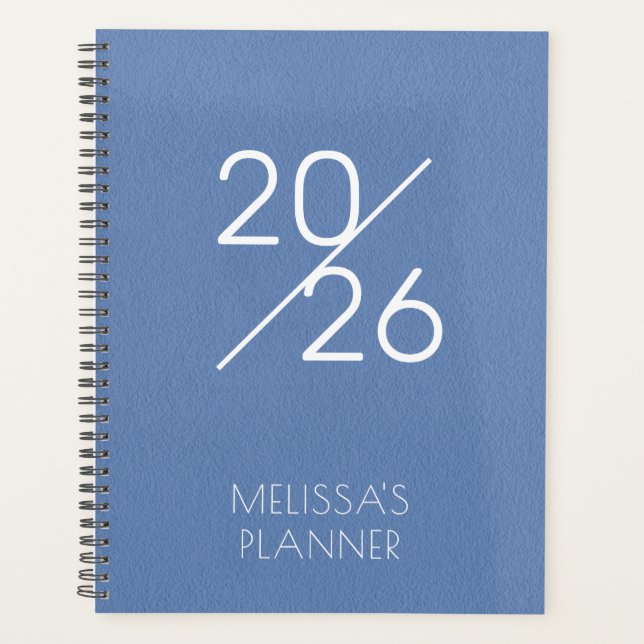 Elegant Blue Personalized 2026 Planner Planer (Vorderseite)