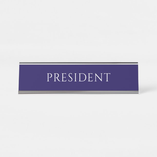Elegant Blue President Name Plate Schreibtischnamensplakette (Vorderseite )