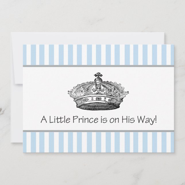 Elegant Blue Prince Baby Boy Dusche Einladung (Vorderseite)