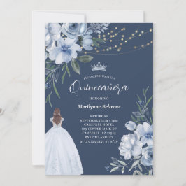 Elegant Blue Princess Quinceañera Einladung