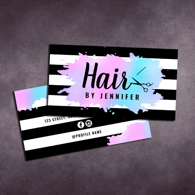 Elegant blue & purple scissors hairstylist visitenkarte (Von Creator hochgeladen)