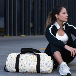 Elegant Blue Purple Watercolor Wildflower  Duffle Bag