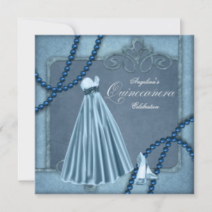 Elegant Blue Quinceanera Einladungen