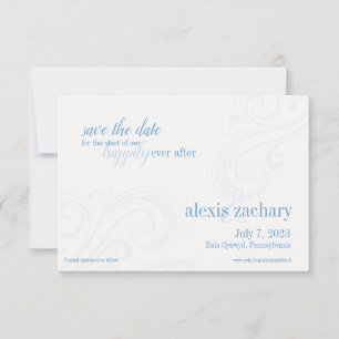 Elegant Blue Rett-the-Date, Caroline Wedding Save The Date