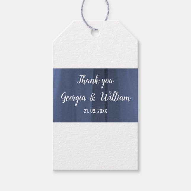 Elegant Blue Romantic Wedding Danke, Geschenk Tag Geschenkanhänger (Vorderseite)