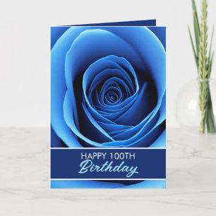 Elegant Blue Rose 100. Geburtstag Karte