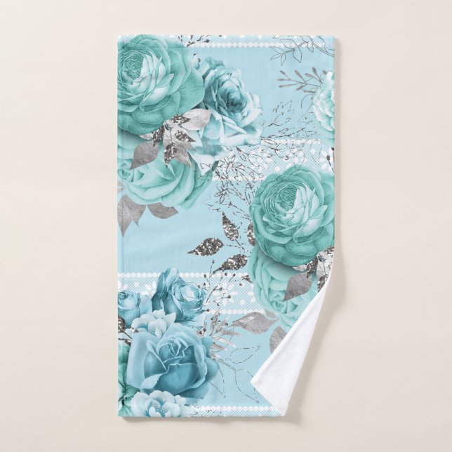 Elegant Blue Rose Lace Handtuch (Handtuch)