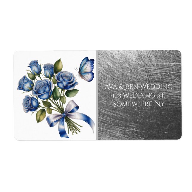 Elegant Blue Roses & Butterfly Silver Wedding (Vorne)