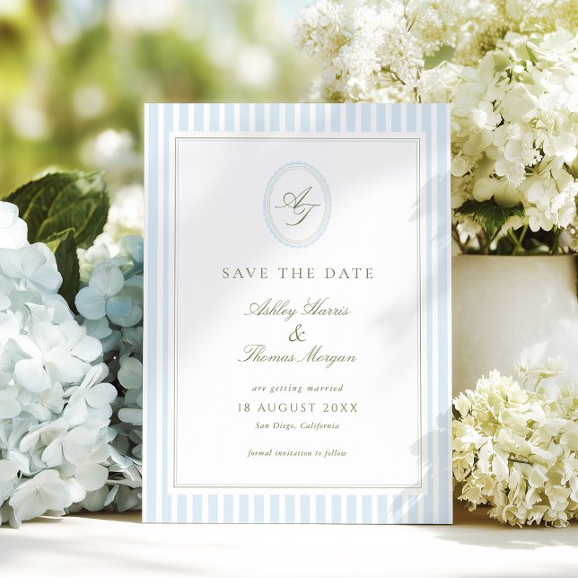 Elegant Blue & Sage Wedding  Save The Date (Von Creator hochgeladen)