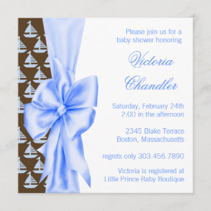Elegant Blue Sailboat Baby Boy Dusche Einladung
