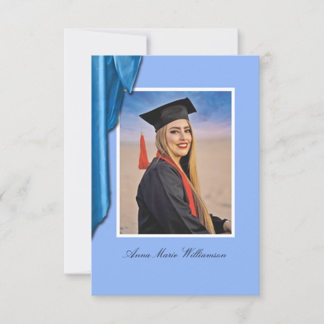 Elegant Blue Satin Grad Party Invite Enclosure (Vorderseite)