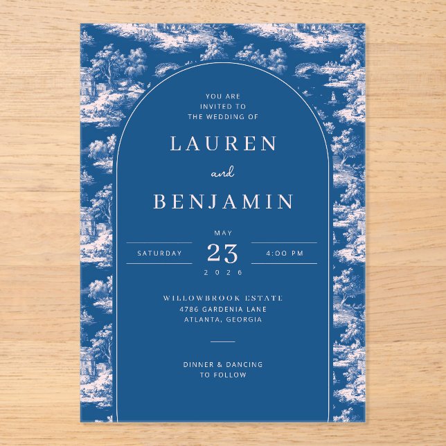 Elegant Blue Scenic Landscape Acryleinladungen (Vorderseite)