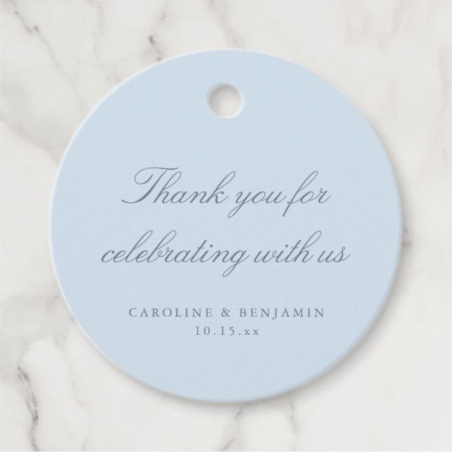 Elegant Blue Script Wedding Custom Thank You Geschenkanhänger (Vorderseite)