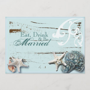 Elegant BLue Seashells Beach Probe Dinner Einladung