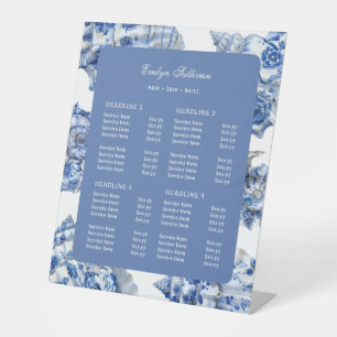 Elegant Blue Seashells Price List Pedestal Sign Sockelschild
