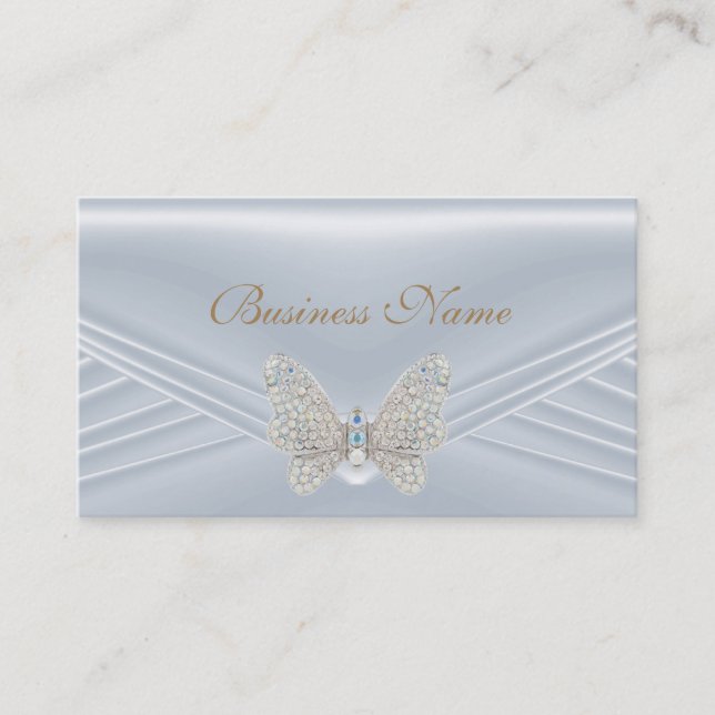 Elegant Blue Silver Diamond Butterfly Jewel Visitenkarte (Vorderseite)