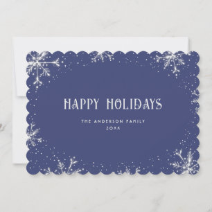Elégant Blue Silver Snowflake Bonne carte de vacan