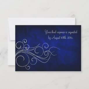 Elegant Blue Silver Wedding RSVP Karte