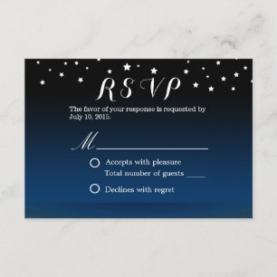 Elégant Blue Starry Night Wedding RSVP